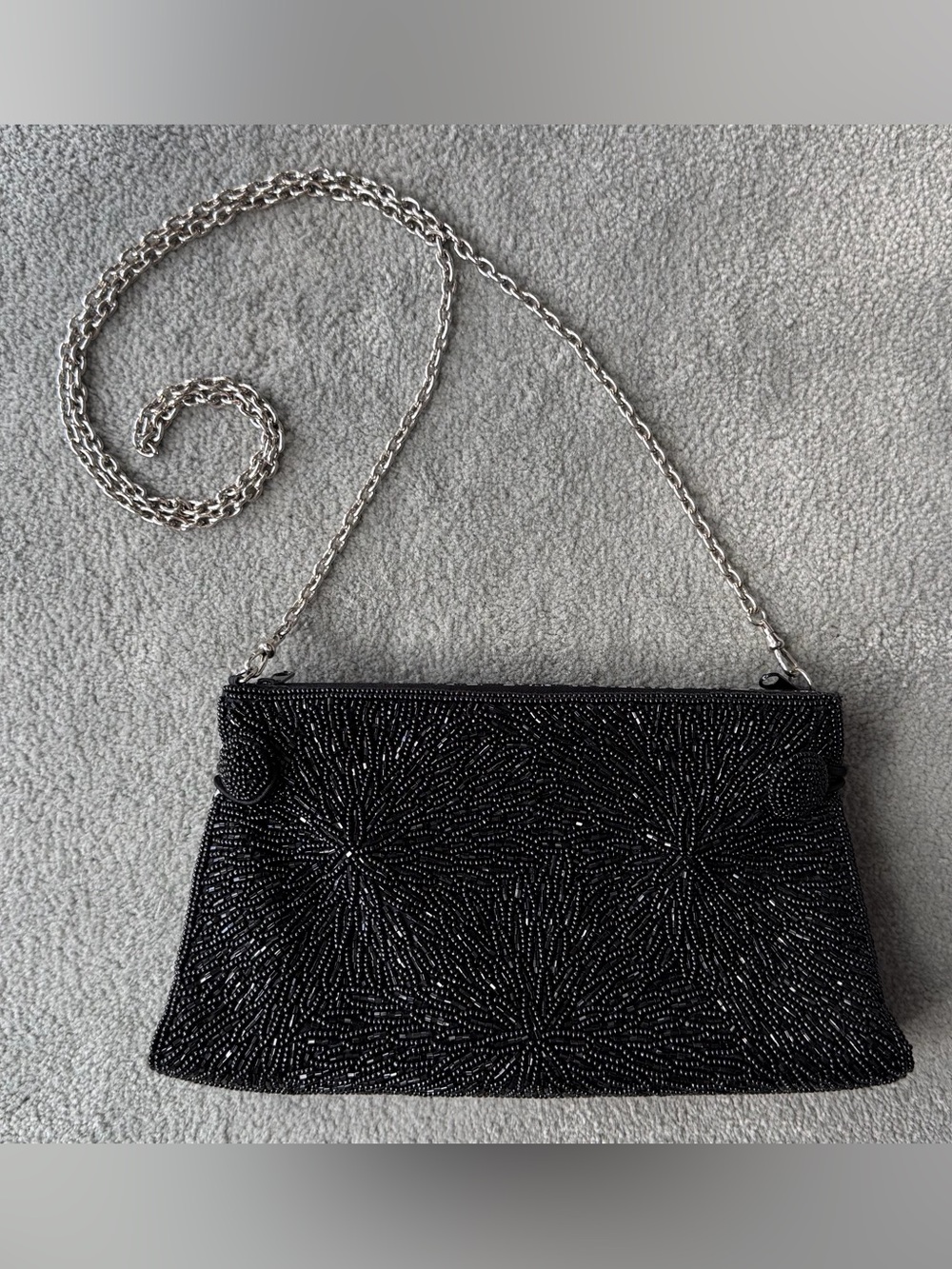 Vintage Inge Christopher Reversible Black Beaded Evening Bag/Clutch